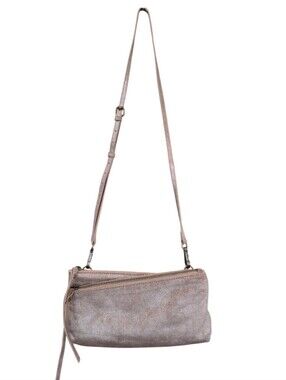 Sundance Triple Compartment Shimmery Brown Leather Boho Crossbody